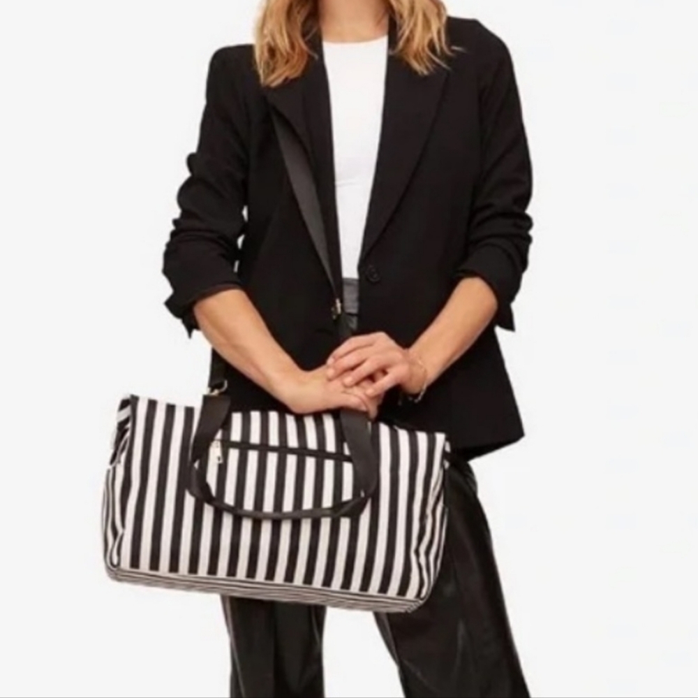 Alice + Olivia Black/White Stripe Duffle Bag  ~ NWT